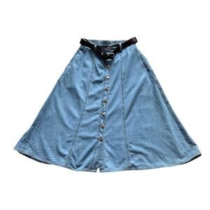 Vintage Biu Blues Denim Button Front Skirt W27